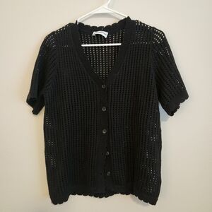 Princess Polly Black Open-Knit Top